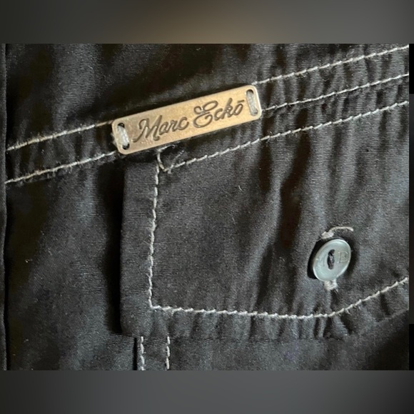 Mens Dress Shirt Black Mark Ecko With Front Chest Pockets Size L - Picture 4 of 6